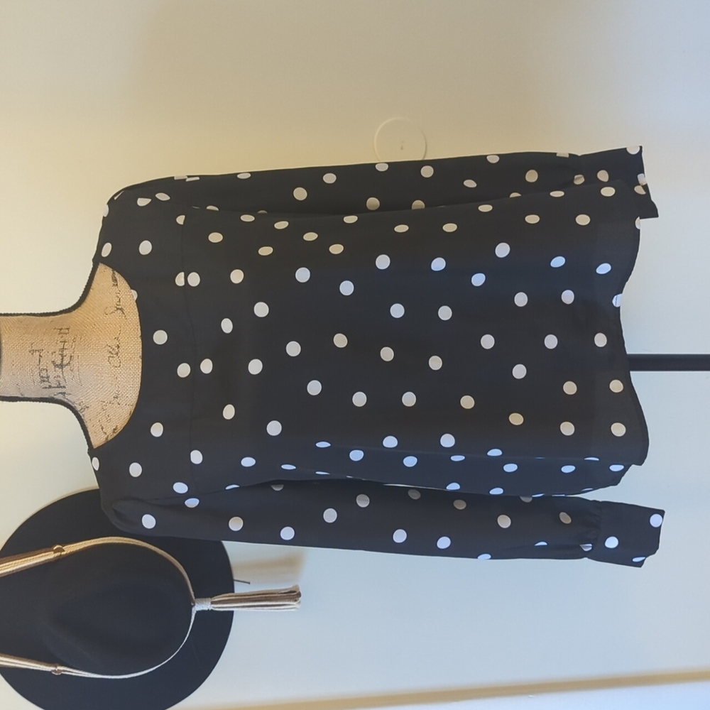🦋 J.Crew Black Polka Dot Blouse